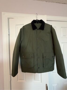 Zara Olive Green Field Jacket with Black Corduroy Collar